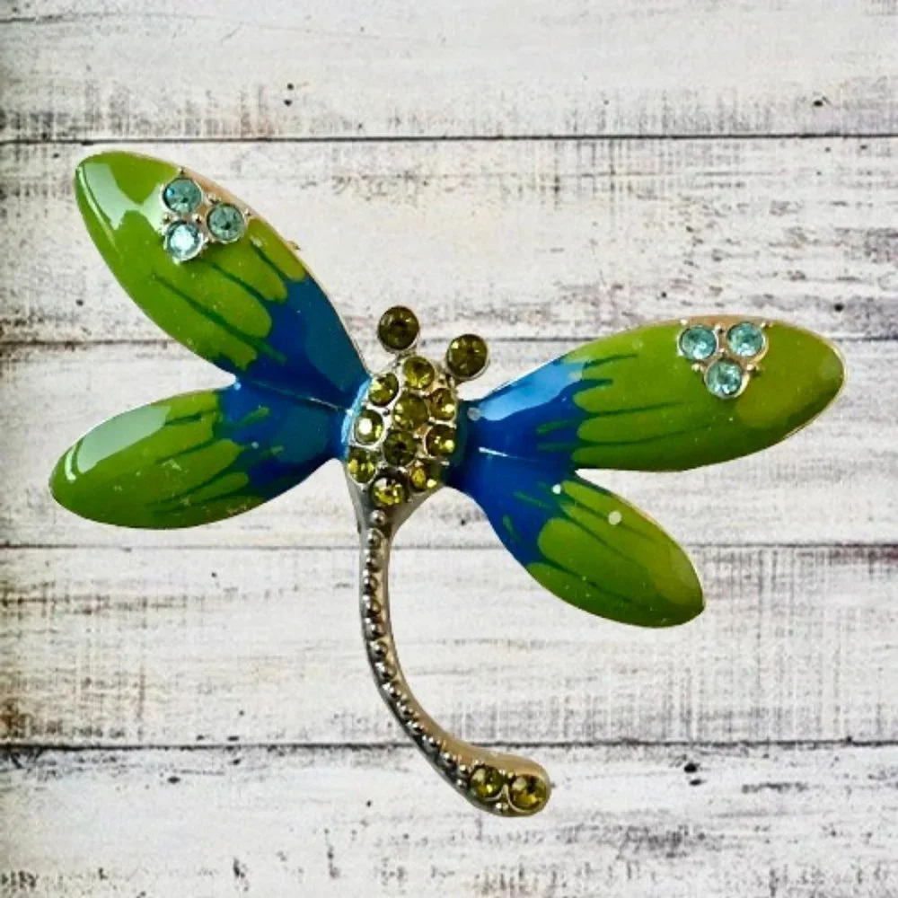 Dragonfly Brooch Jeweled And Enameled